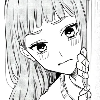 🧸 Anime, Manga, Mädchen, Traurig, Niedlich, Illustration, Skizze telegram sticker