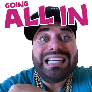 😎 GOING ALL IN ва-банк, мужчина, лицо, выражение, стикер whatsapp sticker