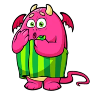 😧 monster, kartun, merah muda, lucu, karakter, imut telegram sticker