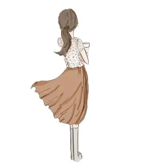 😶 femme, jupe, bottes, dos, robe whatsapp sticker
