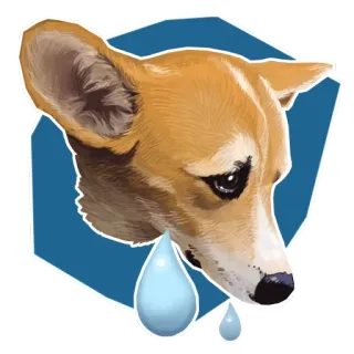 🐶 corgi, chó, buồn, nước mắt, thú cưng, động vật, dễ thương telegram sticker