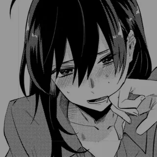 ➰ Anime, Manga, Illustration, Porträt, Monochrom, Traurig telegram sticker