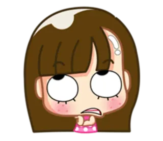 🙄 cartoon, girl, thinking, worried, confused, expression, emotion whatsapp sticker