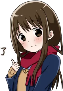 👍 了 Anime, Fille, Écharpe, Dessin animé, Mignon whatsapp sticker