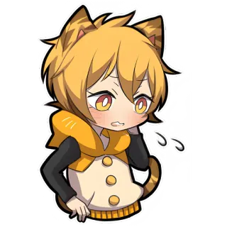 😔 애니메이션, 고양이 귀, 치비, 귀여운, 카와이, 부끄러워하는, 만화, 캐릭터 telegram sticker