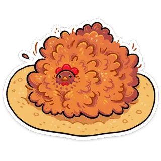 ⭐ kurczak, jedzenie, słodki, zwierzę, kreskówka, naklejka telegram sticker