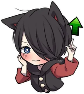 ☝ Katzenohren, Anime, Erröten, Pfeil nach oben telegram sticker