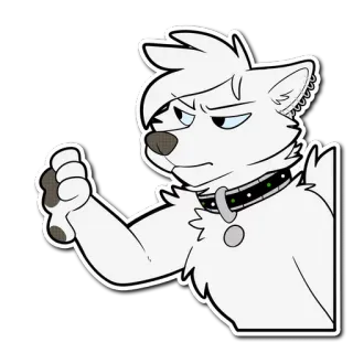 👎 furry, hond, halsband, wit, serieus, anthro telegram sticker