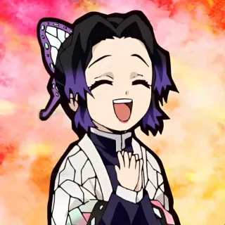 🦋 Shinobu Kocho Demon Slayer Аниме, Клинок, рассекающий демонов, Шинобу Кочо, Бабочка, Счастливый, Улыбается telegram sticker