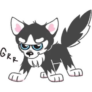 😡 anjing, husky, hewan, kartun, lucu, hewan peliharaan telegram sticker