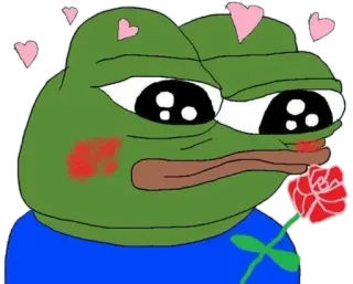 💕 Pepe the Frog Pepe, Kikker, Liefde, Roos, Harten, Schattig, Meme whatsapp sticker