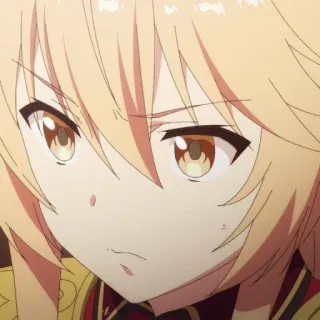 😓 anime, character, blonde hair, golden eyes telegram sticker