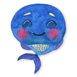 ☺ baleine, bleu, mignon, aquarelle, créature marine, océan, animal telegram sticker