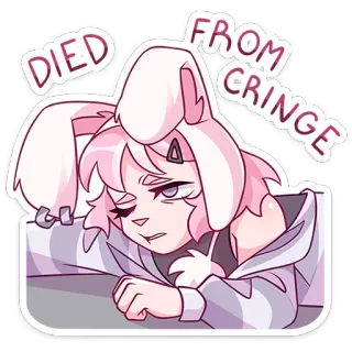 😬 DIED FROM CRINGE 尬, 兔子, 动漫, 可爱, 卡通, 幽默, 表情包 whatsapp sticker