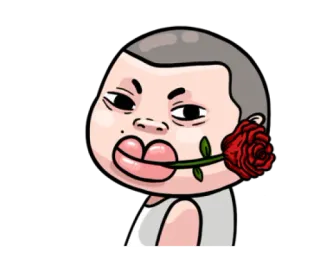 😏 dibujo animado, cara, rosa, flor, personaje whatsapp sticker