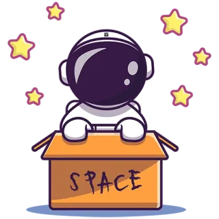 😔 SPACE астронавт, космос, звезды, коробка, космос, мультфильм telegram sticker
