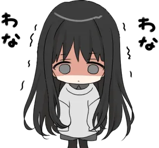 😐 おな animé, fille, gênée, mignon, chibi whatsapp sticker