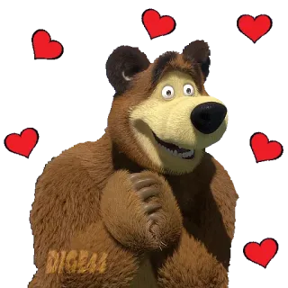 😍 Bear Masha and the Bear DIGEM dibujos animados, oso, corazón, animación, personaje, amigable telegram sticker