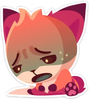 😰 adesivo, triste, cartone animato, animale, volpe, carino telegram sticker