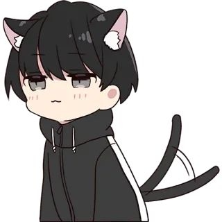 ☺️ gato, anime, orejas de gato, chibi, lindo, sticker whatsapp sticker