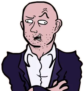 🤨 Мультфильм, Мужчина, Лысый, Бизнесмен, Костюм, Персонаж telegram sticker