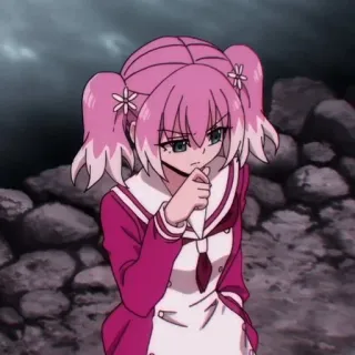 🤔 Anime, Mädchen, pinke Haare, Zöpfe telegram sticker