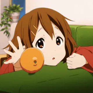 🇯🇵 アニメ, カートゥーン, 女の子, オレンジ, かわいい, ソファ, けいおん whatsapp sticker