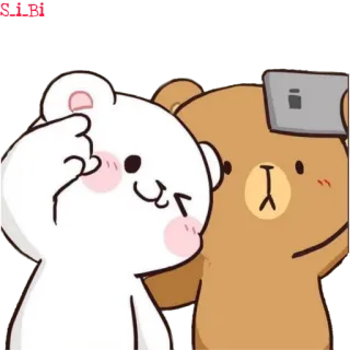 ✌️ orsi, carino, selfie, cartoni animati telegram sticker