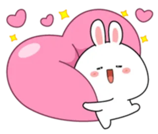 😉 Hoạt hình, Thỏ, Dễ thương, Trái tim, Tình yêu, Kawaii, Sticker, Thỏ con telegram sticker