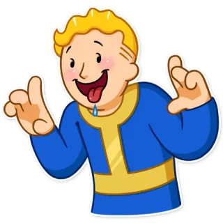 🤤 Vault Boy Fallout game, Vault-Tec, boy, thumbs up, cartoon telegram sticker