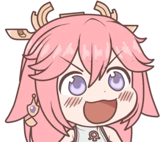 😀 Yae Miko Genshin Impact Anime, Genshin Impact, Yae Miko, Videojuego, Dibujos animados, Chibi telegram sticker