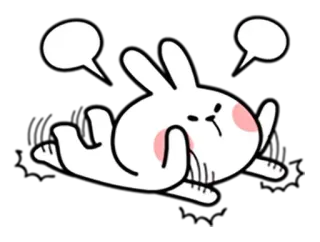 😖 ウサギ, 怒り, 横たわる, 漫画 telegram sticker