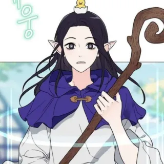 😩 elfe, animé, dessin animé, magie, bâton, magicien, personnage telegram sticker