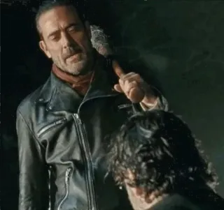 🤨 Negan The Walking Dead насилие, бейсбольная бита, угроза, апокалипсис, зомби whatsapp sticker