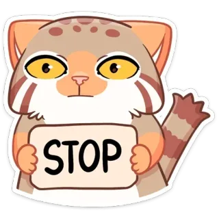 ⛔️ STOP chat, animal, stop, attention, panneau, dessin animé telegram sticker