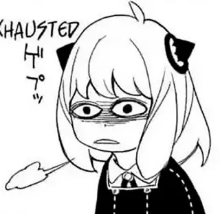 😟 Anya Forger Spy × Family EXHAUSTED anime, exausto/a, Spy x Family, Anya Forger, cansado/a telegram sticker
