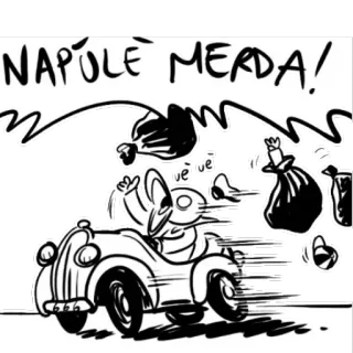 😡 NAPULE' MERDA! insulto, ofensivo, italiano, lixo, desenho animado, carro telegram sticker