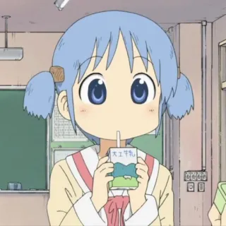 🐿 Nano Shinonome Nichijou 大学生乳 Anime, École, Fille, Boisson, Lait, Dessin animé, Nichijou whatsapp sticker