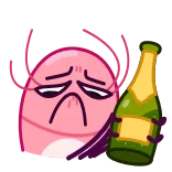 😞 schattig, verdrietig, drinken, cartoon, illustratie, feest telegram sticker