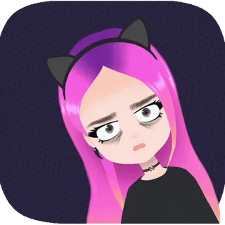🧐 girl, cat ears, purple hair, cartoon, woman, emo telegram sticker