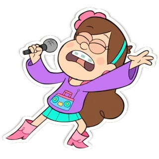 🎵 Mabel Pines Gravity Falls Mabel Pines, Gravity Falls, cartoon, singing, microphone telegram sticker