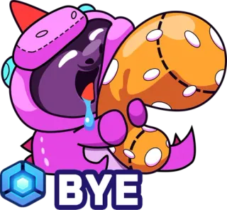 🎮 BYE การ์ตูน, ไดโนเสาร์, ร้องไห้, ลาก่อน, น่ารัก, สีม่วง, สีส้ม telegram sticker
