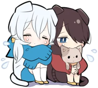 😭 kawaii, lindo, anime, chibi, personajes, animal, perro, oso telegram sticker