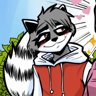 🥰 Waschbär, Fellwesen, Anthropomorph, Tier, Cartoon, Niedlich, Romantik telegram sticker