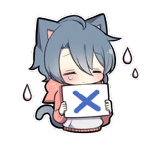 😅 chat, triste, animé, croix, échec, rejeté whatsapp sticker