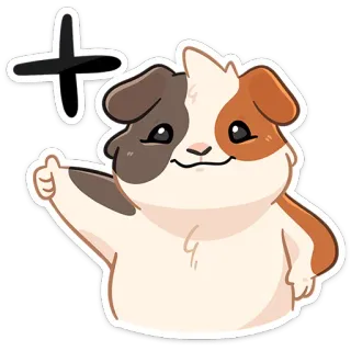 👍 + cobaya, pegatina, lindo, pulgar arriba, positivo, animal, mascota telegram sticker