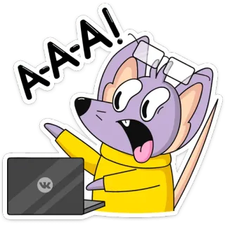 😱 AAA! topo, cartone animato, computer, stressato, panico telegram sticker