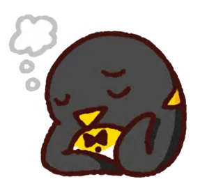 🐧 sleeping, cartoon, cute, penguin, dreaming, animal, illustration whatsapp sticker