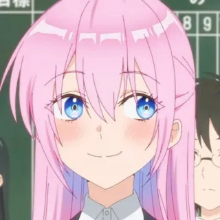 🍧 Anime, Mädchen, pinke Haare, blaue Augen, Schuluniform telegram sticker
