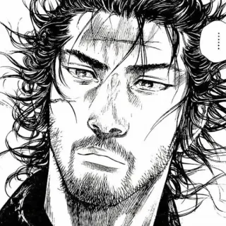 🖤 Miyamoto Musashi Vagabond Manga, Samurai, Historisch, Schwertkämpfer, Krieger telegram sticker